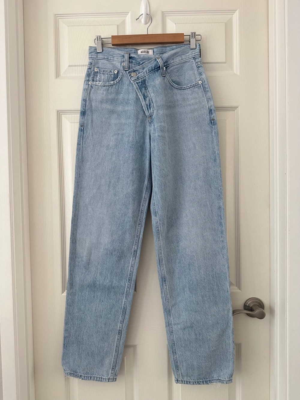 AGOLDE Criss Cross Upsized Jean Suburbia Light Wash Blue Women’s Size 24 - Picture 4 of 15